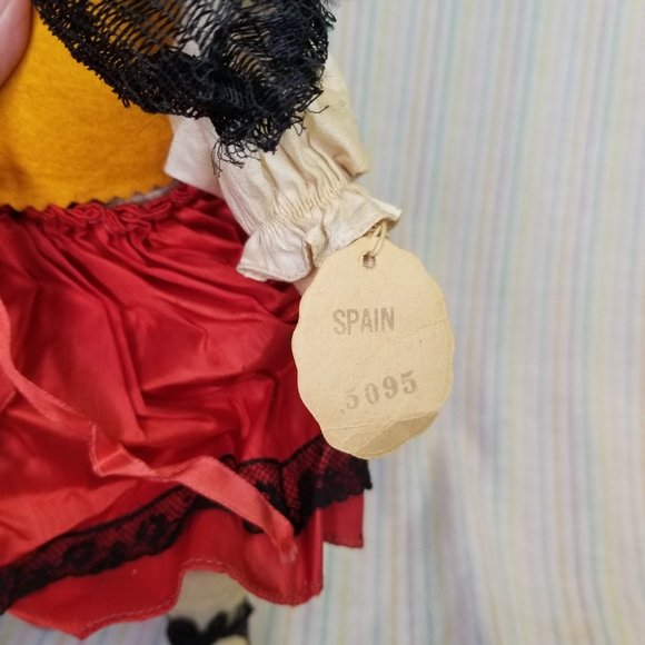 1940s Georgene Novelties International Cloth Doll Spain Spanish Girl Vintage Toy - Picture 10 of 10